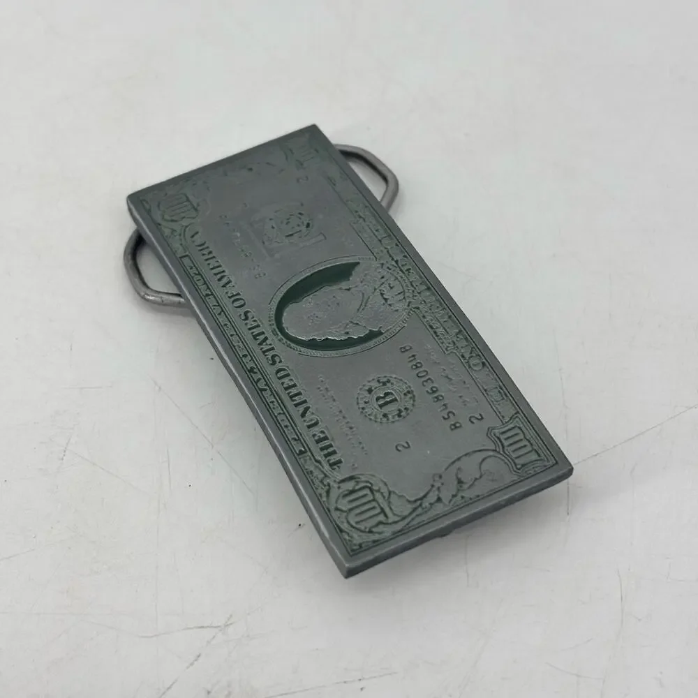 Belt Buckle 100 Dollar Bill Cash Money Bucks Benjamin Vtg 1991